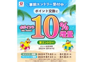 ドコモ、ポイント交換でdポイント10％増量キャンペーン