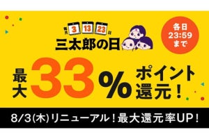 au PAY マーケット、「三太郎の日」特典をリニューアル - ポイント最大33％還元