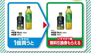 【お得】ファミマ「1個買うと、1個もらえる」12月12日スタートの対象商品は? - 「キリン　生茶」を購入するともう1つもらえるぞ!