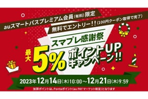 au PAY マーケット、最大5％還元の「スマプレ感謝祭」