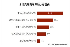 水道光熱費を滞納したことがある人に聞いた、最多の理由は?