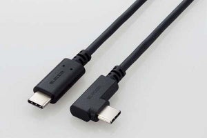 エレコム、L字コネクターのUSB Type-Cケーブル　やわらか素材でクセが付きにくい