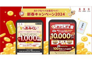 楽天ペイ／楽天ポイントカード、「おトクなペイは楽天ペイ 新春キャンペーン2024」を実施