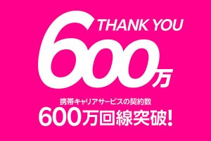 楽天モバイル、契約数600万回線を突破