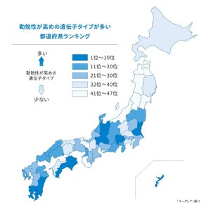 勤勉性が高めの遺伝子タイプが多い都道府県ランキング、1位は「徳島県」であることが明らかに - 東京都は何位?