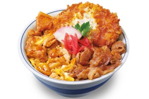 【夢の肉丼】カツ丼・牛丼・親子丼が1杯に!「かつやのトリプルカツ丼」が豪華すぎる -「最高じゃん」「ありそうでなかった商品」「これ絶対うまいやつ」とSNSでも話題