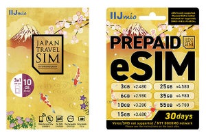 IIJmioの訪日外国人向けプリペイドSIMが最大55GBの大容量に、eSIMも対応