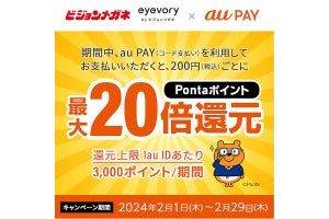 ビジョンメガネ、「au PAY」利用でPontaポイント最大20倍還元