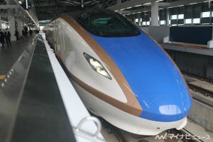 JR西日本、北陸新幹線金沢～敦賀間で報道試乗会 - W7系が金沢駅へ