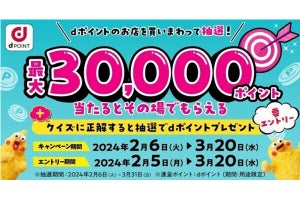 3店舗以上でdポイントを貯めると最大30,000ポイントが当たるキャンペーン