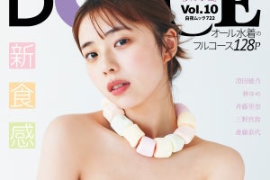 菊地姫奈、ゆるふわバストあらわなチューブ水着姿を披露　『DOLCE』表紙に登場