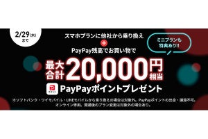 プラン加入＋PayPay決済で最大20,000円相当プレゼントの「LINEMOフィーバータイム」