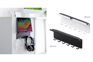 鍵や小物も掛けられるマグネット式タブレットホルダー、サンワダイレクトから