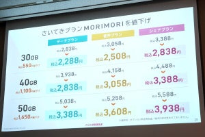 イオンモバイル、30GB／40GB／50GBプランを4月から値下げ