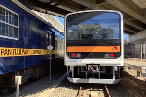 JR東日本「運転再開クエスト」訓練車209系＆クモヤ145系と記念撮影