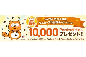 「au PAY ポイント運用」リニューアル、最大10,000ポイントが当たるキャンペーン