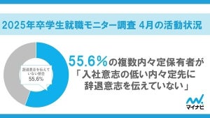 4月時点で内々定保有の25卒、入社予定先を決めている割合は?