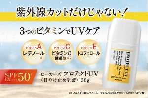 レチノールなど3つのビタミン配合の日やけ止め乳液が発売