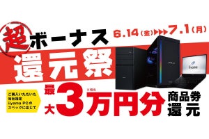 ボーナスシーズン到来！ 人気ゲーミングPCも最大3万円還元の「超 ボーナス還元祭」