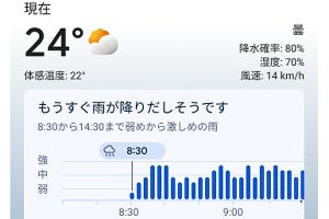 Googleの天気予報がAIで高精度に、最大12時間先まで5分ごとの降水量を予測 - ウェザーニューズと提携