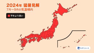 今年も全国的に暑い夏、最も暑かった昨年に匹敵するおそれ - ウェザーニューズ