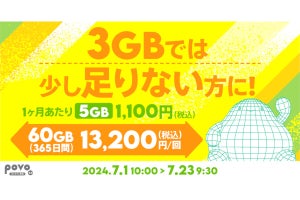 povo2.0、60GB（365日間）で13,200円の期間限定トッピング