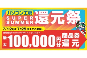 iiyama PC購入で最大10万円分相当還元「SUPER SUMMER還元祭」