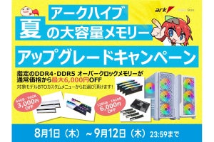 アークで大容量メモリカスタマイズがお得、192GBメモリが6,000円引きに