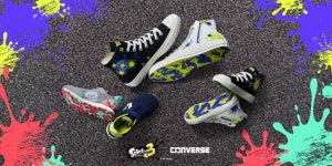 【話題】CONVERSE「オールスター」が『スプラトゥーン3』とコラボ! - アッパーに靴底にハトメに、ビビッドな絵の具が飛び散るデザイン