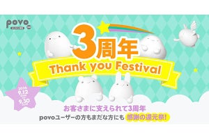 povo2.0の3周年記念でおトクなトッピングやオリジナルグッズが3週連続登場