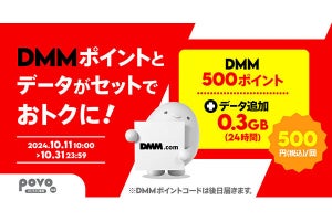 povo2.0、DMMポイントがセットの限定データトッピング