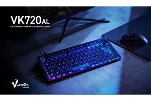 エレコム、75％サイズのロープロファイルゲーミングキーボード「VK720ALシリーズ」を発売