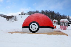 「鹿島槍スキー場」の「ポケモンスノーアドベンチャー」にモンスターボール型のドームテント登場