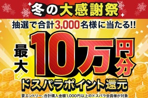 ドスパラ、最大10万円分のドスパラポイントを還元する『冬の大感謝祭』