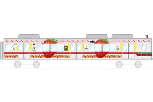 東武宇都宮線など「いちごラッピング電車」車体に「大きないちご」