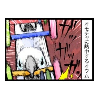 漫画「いたずらオウムの生活雑記」 第393回 熱中するオウム