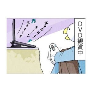 漫画「いたずらオウムの生活雑記」 第414回 DVD鑑賞中のオウム