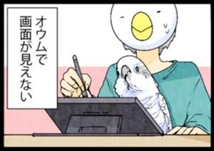 漫画「いたずらオウムの生活雑記」 第742回 画面が見えない