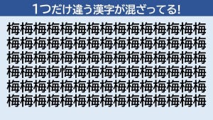 脳トレクイズ 第22回 「梅」に隠れた仲間外れの漢字はどーこだ!?