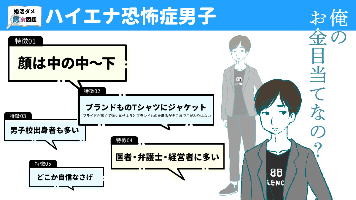 婚活現場でよくいるダメダメ男女図鑑 第2回 「俺のお金目当てなの?」ハイエナ恐怖症男子