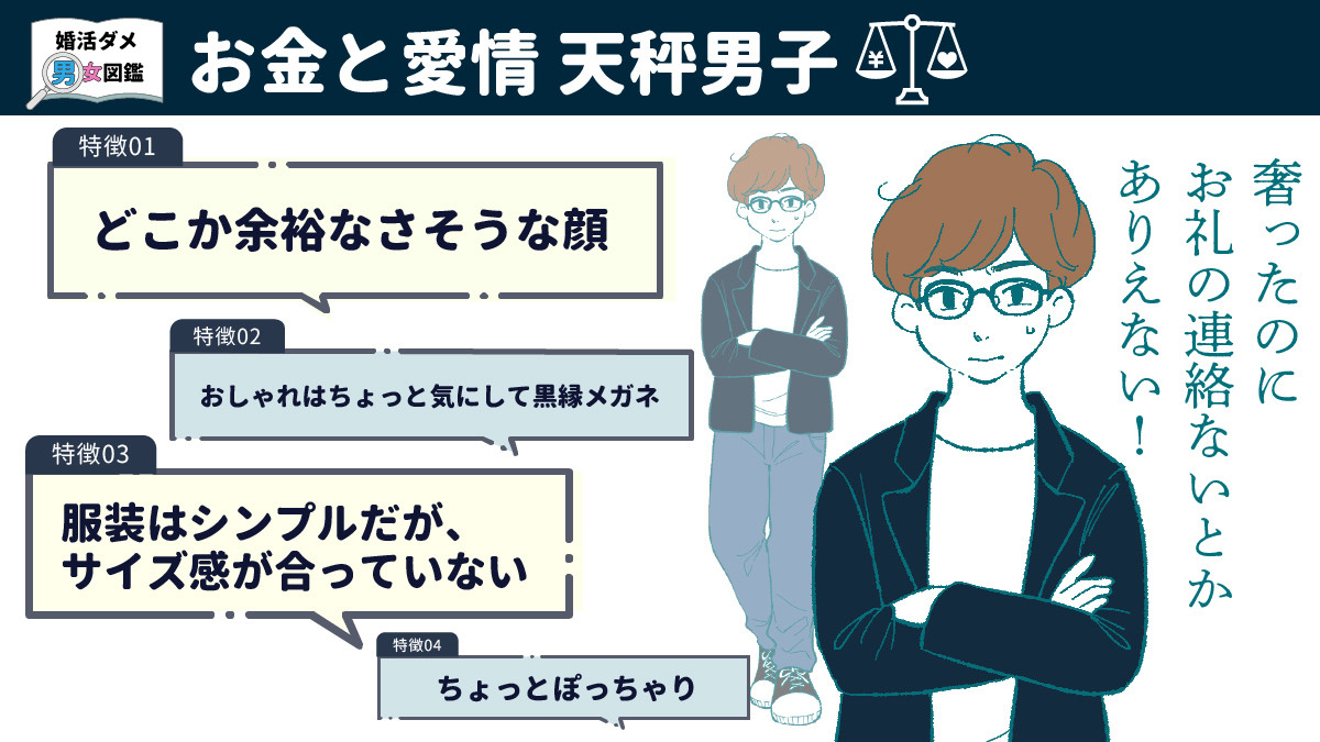 婚活現場でよくいるダメダメ男女図鑑 第5回 「かけたお金だけ愛情返して!」お金と愛情天秤男子