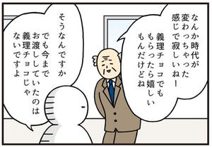 いとうちゃんの、虚無と絶望の会社生活(仮) 第189回 【4コマ】バレンタイン禁止令を残念がる上司に部下が放った本音 -「今まで渡してたチョコは義理チョコじゃなくて●●チョコですよ」