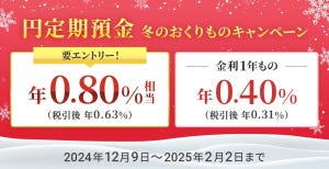 住信SBIネット銀行、「円定期預金1年もの」の金利を最大で年0.80%相当へ