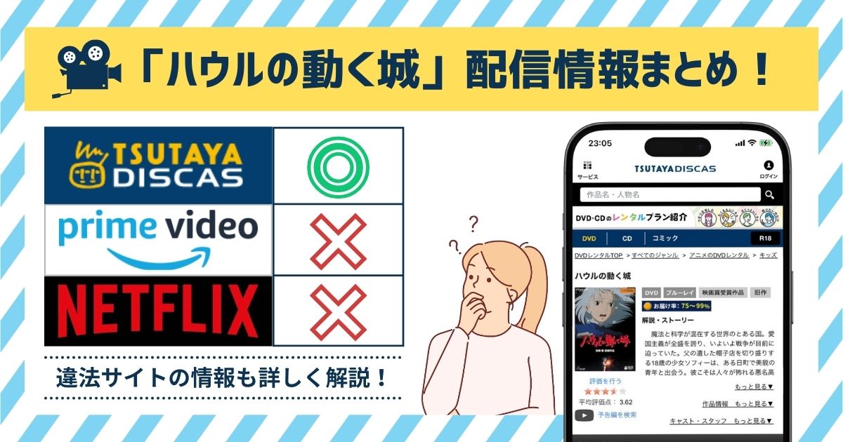 映画「ハウルの動く城」の配信は無料視聴できる？Amazonプライム・Netflixの動画サイト情報まとめ！