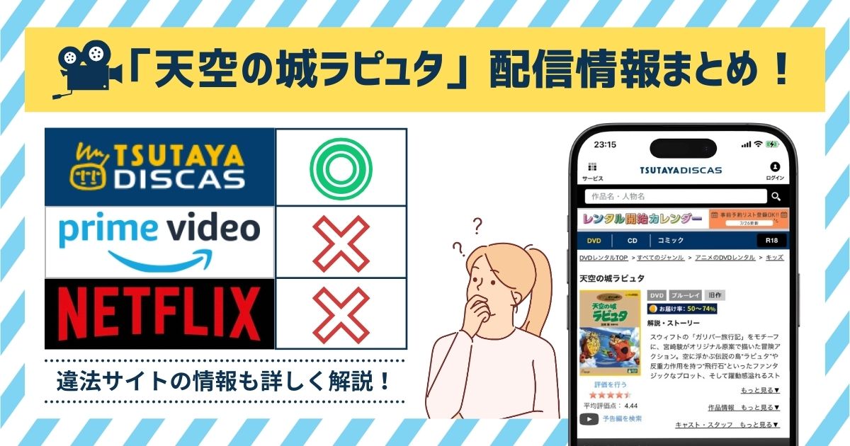 映画「天空の城ラピュタ」の配信情報まとめ！フル動画を無料で観れるのは「TSUTAYA DISCAS」だけ！