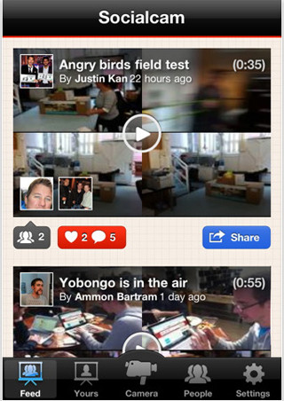 撮影したビデオを簡単に投稿、共有できる無料のビデオアプリ「Socialcam」