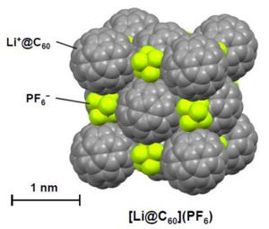 東北大ら、フラーレン「[Li@C60](PF6)」が岩塩型結晶を形成することを解明