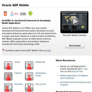 HTML5/Javaモバイル開発フレームワーク「Oracle ADF Mobile」一般提供開始