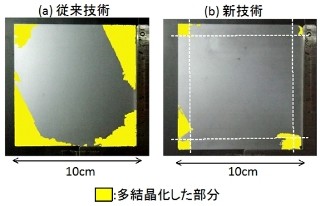 東北大、太陽電池用の擬似単結晶シリコンインゴットの育成に成功