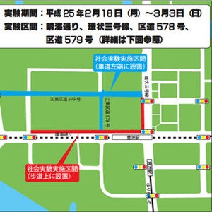 東京都、大田区と江東区で自転車ナビマークを設置する社会実験